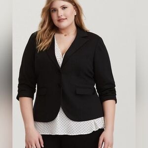 Torrid Black Rouched Sleeve Blazer Size 1 (1X)